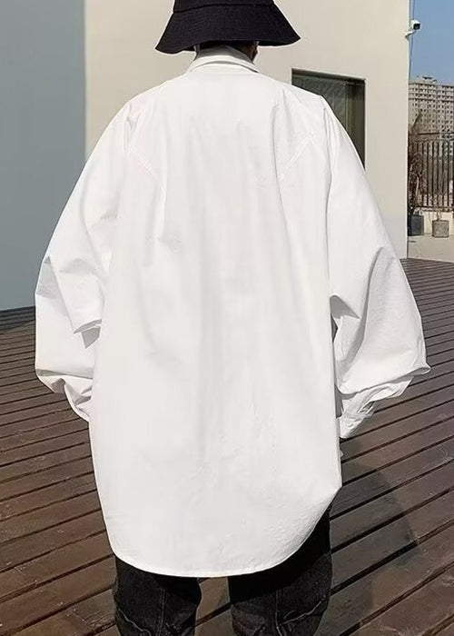 Mens New Denim Spring Shirt Up Patchwork White Lace