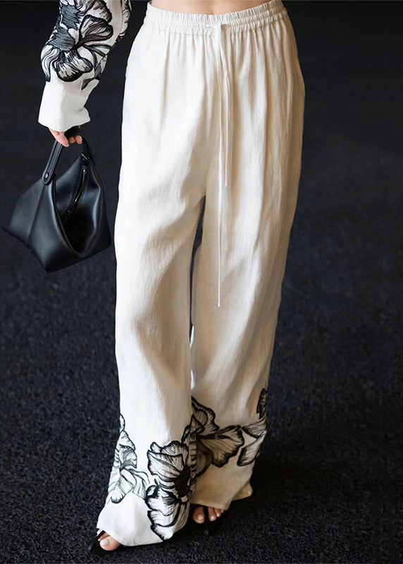 Linen Collar Print White Fall Pan Set New Peter Piece Two