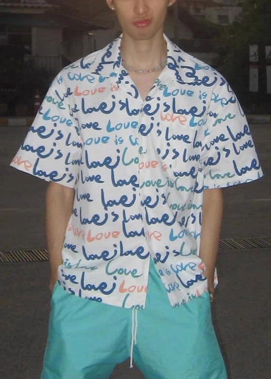 Cotton White Summer Mens Print Pockets Shirts New