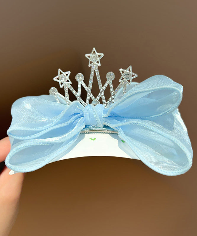 Novelty Blue Alloy Zircon Tulle Bow Crow Girls Hairpin YG038