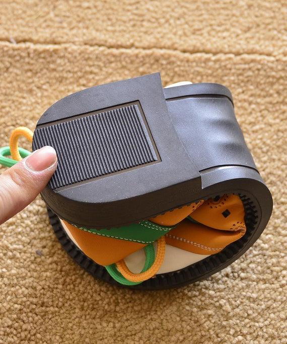 Up Comfy Splicing Lace Shoes Women For Orange Flat