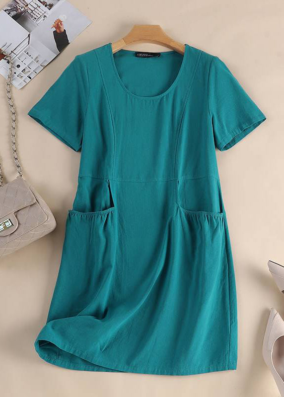 Long Yellow Dress Pockets Sleeve Patchwork Organic Short Solid