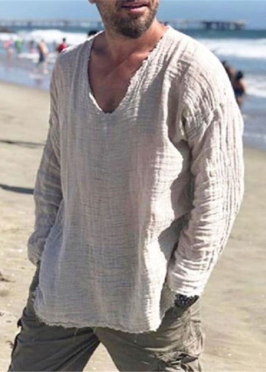 Shirts Open T Side Fall Cotton Original Solid Coffee Men