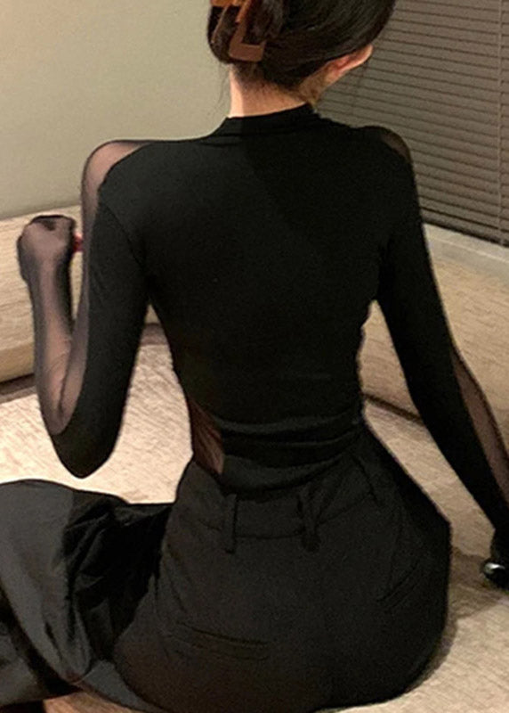 Original Tops Spring Design Flattering Tulle Black