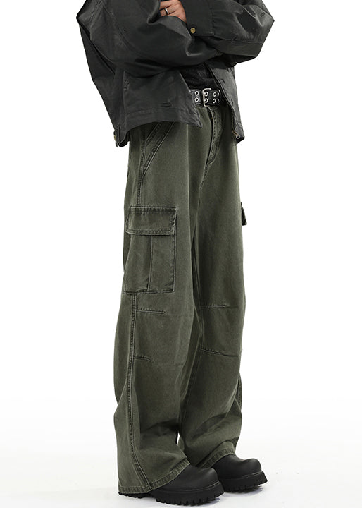Spring Waist Design Pants Green Original Denim High Men Pockets