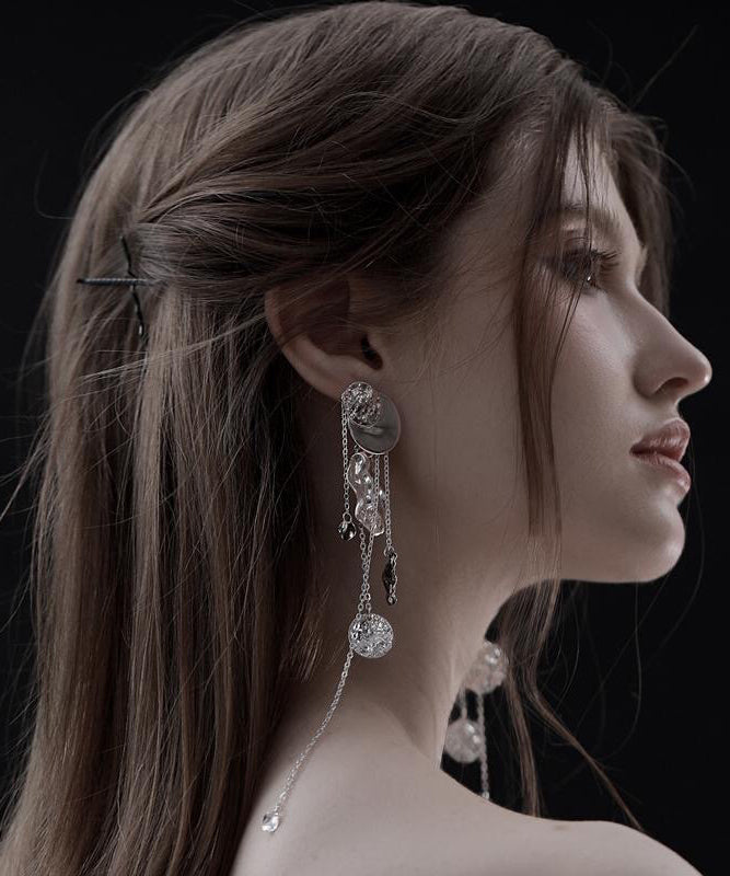 Original Design Drop Silk Copper Disc Earrings Tassel Wavy