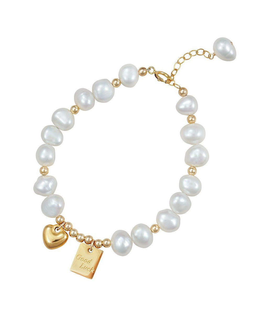 White Pearl Bracelet Design Original Tassel Love Alloy Charm
