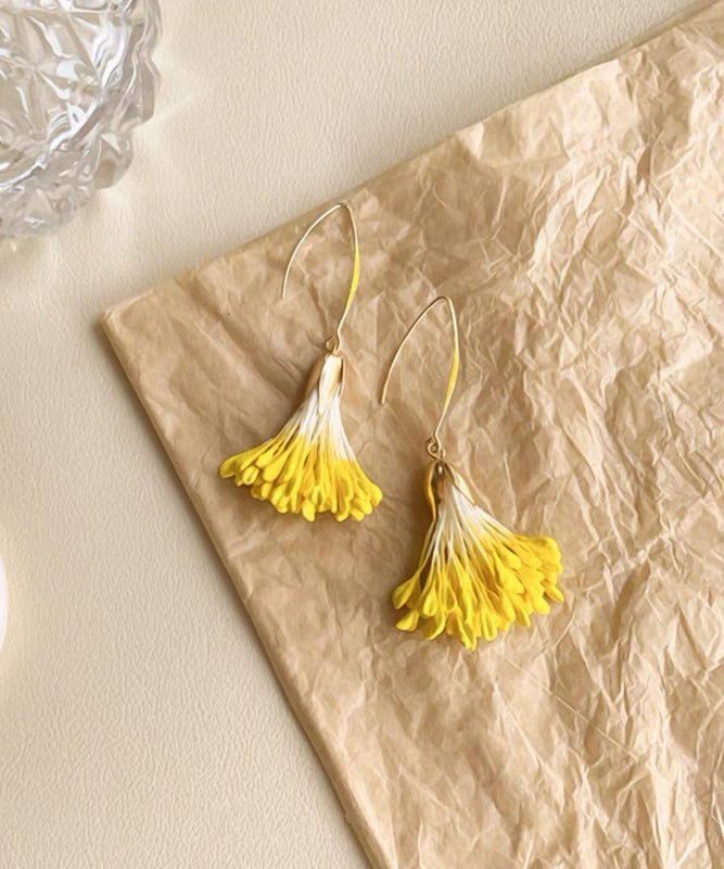 Earrings Yellow Alloy Floral Holiday Design Original Drop