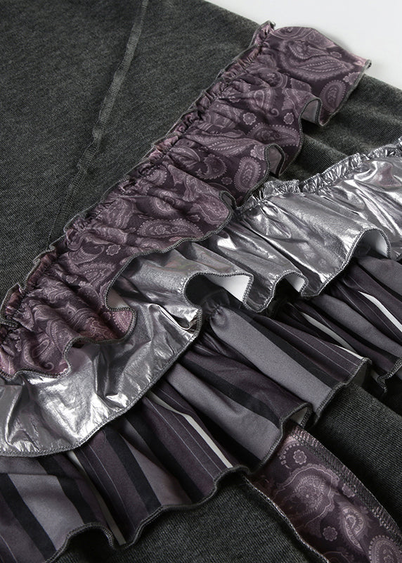 Asymmetrical Patchwork Skirts Ruffled Original Cotton Summer Grey