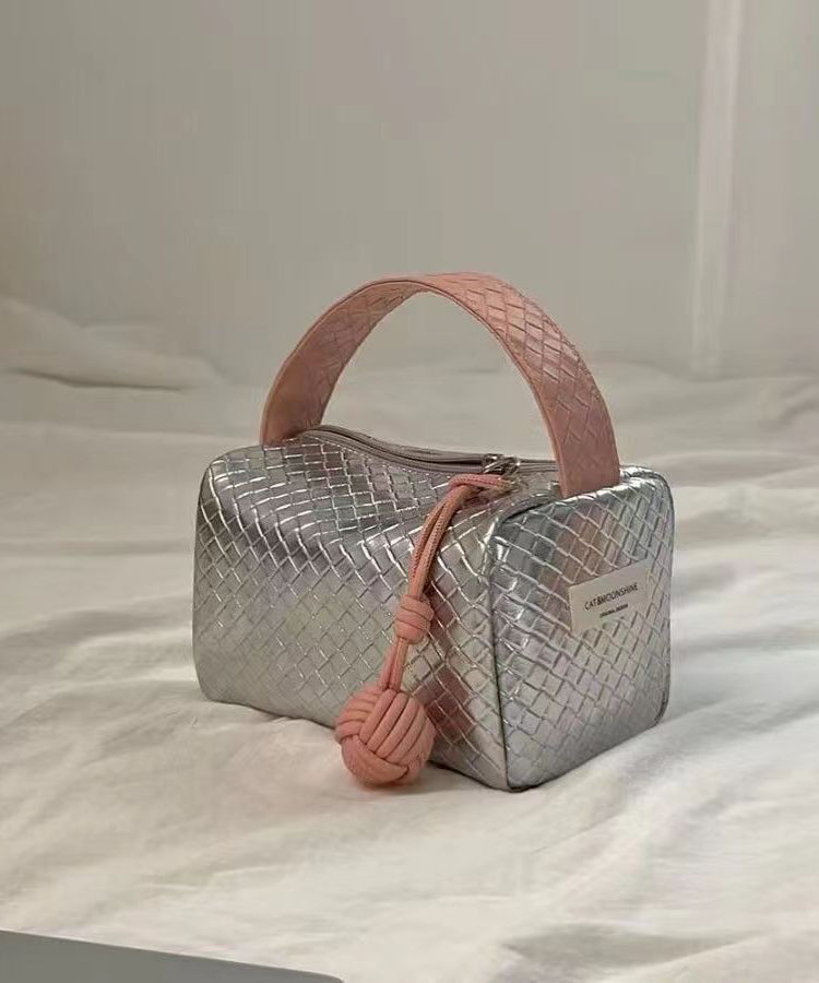 Original Silver Powder Color Matching Woven Pattern Handbag ZX1010 Ada Fashion