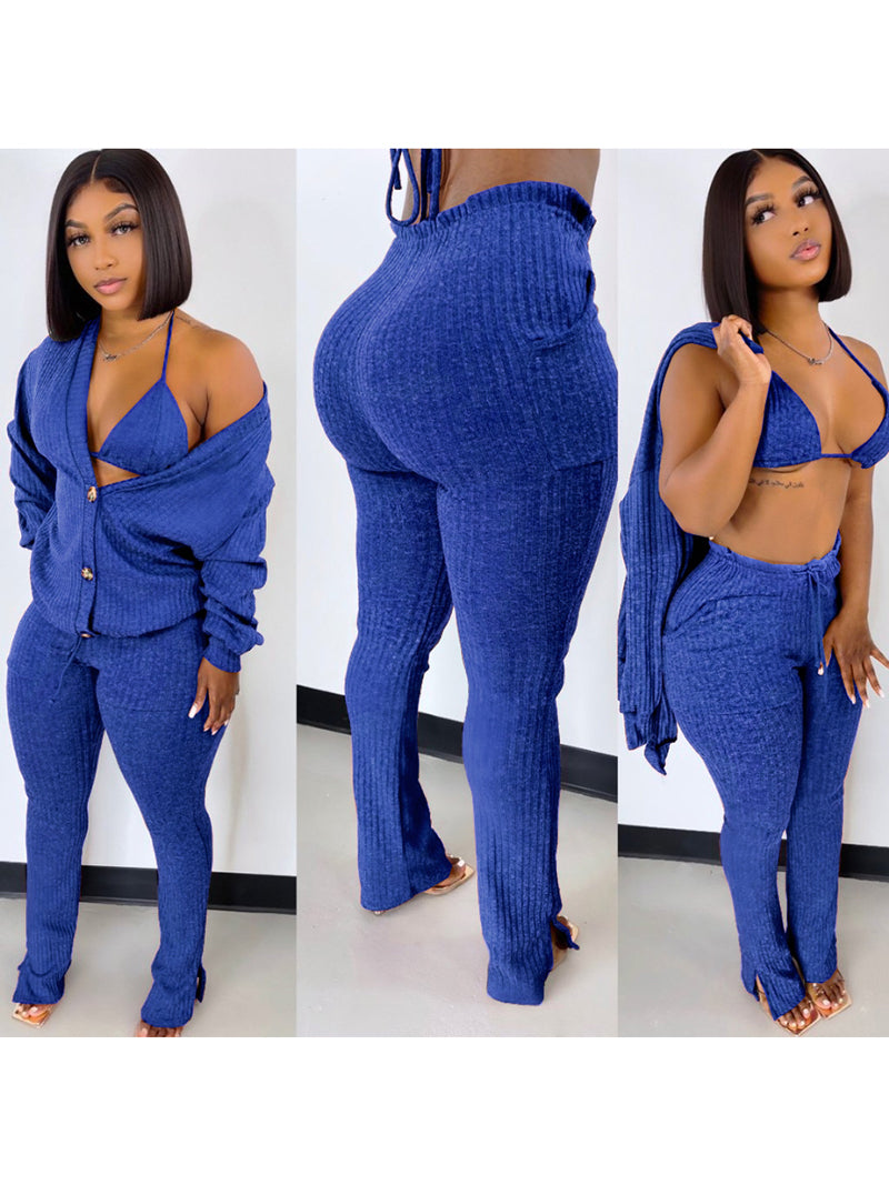 Lässiges dreiteiliges Strickhosen-Set für den Herbst AD406