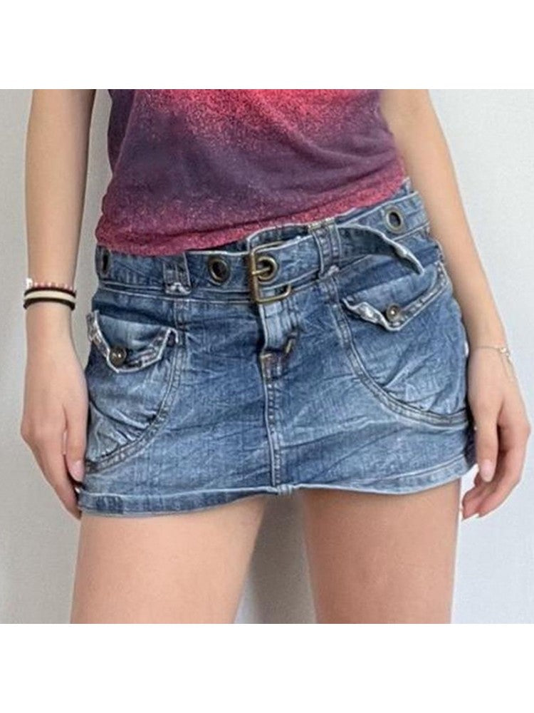 2022 Design Belt Spice Girl Blue Denim Skirt ZN1