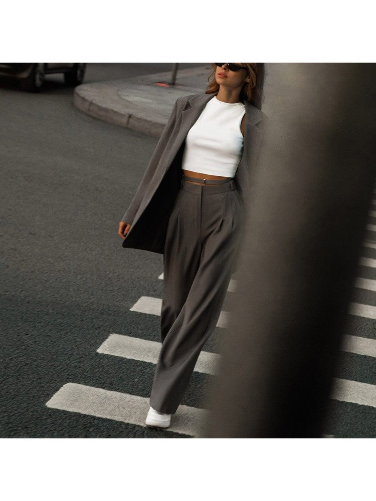 2022 Autumn Gray Versatile Drape Loose Pants PY43