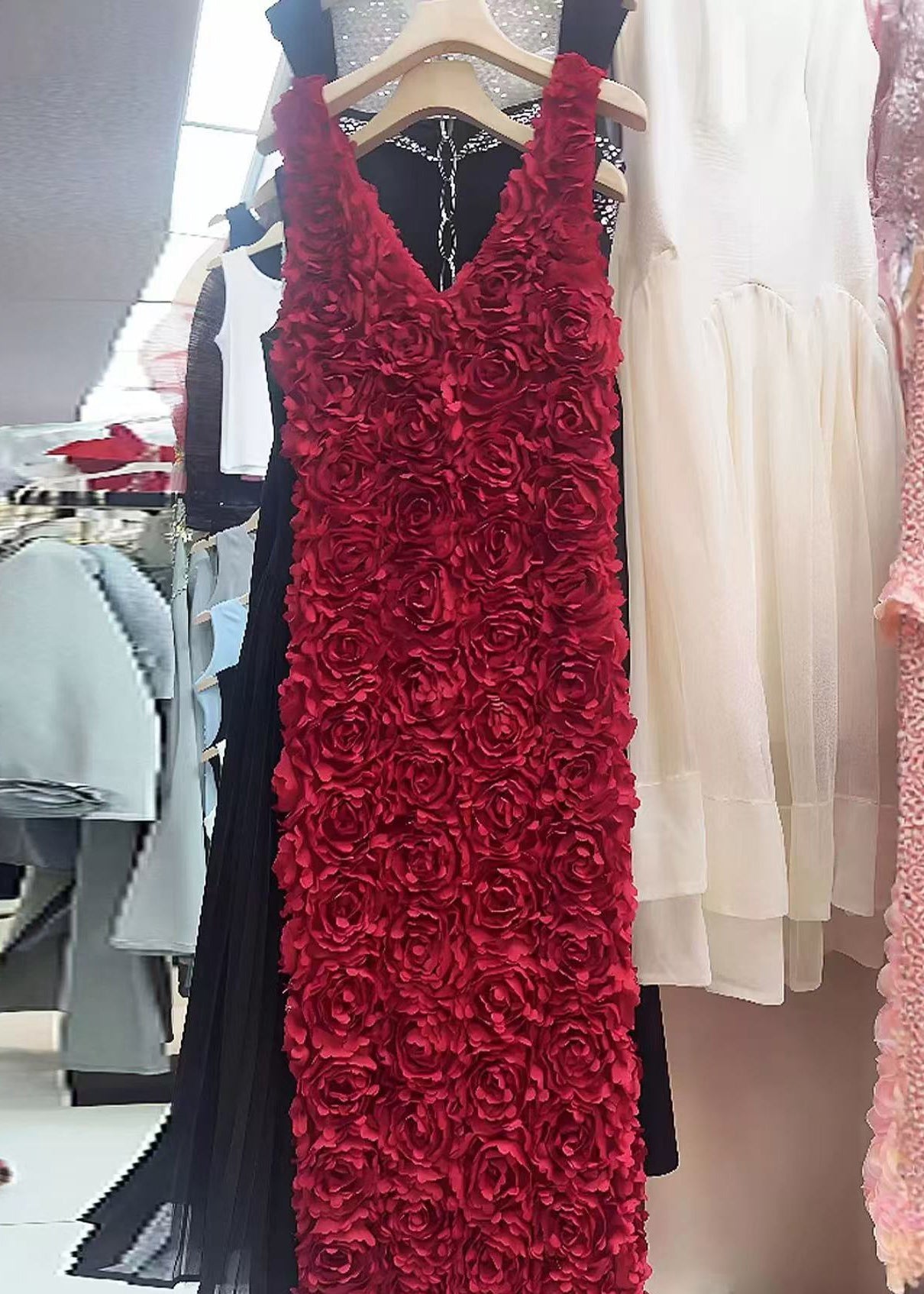 Dresses Both Neck Sides V Cotton Summer Pink Wear On