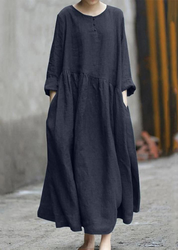 Green Size Long Plus Dresses Patchwork Fall Wrinkled