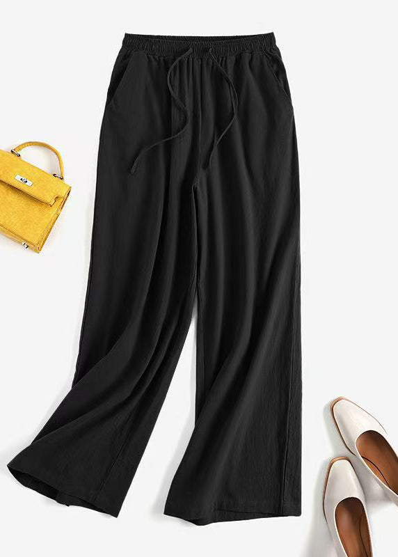 Summer Elastic Pockets Plus Pants Waist Wide Leg Size Khaki