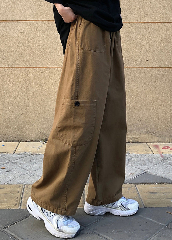 Men Pants Cotton Summer Plus Solid Pockets Size Khaki