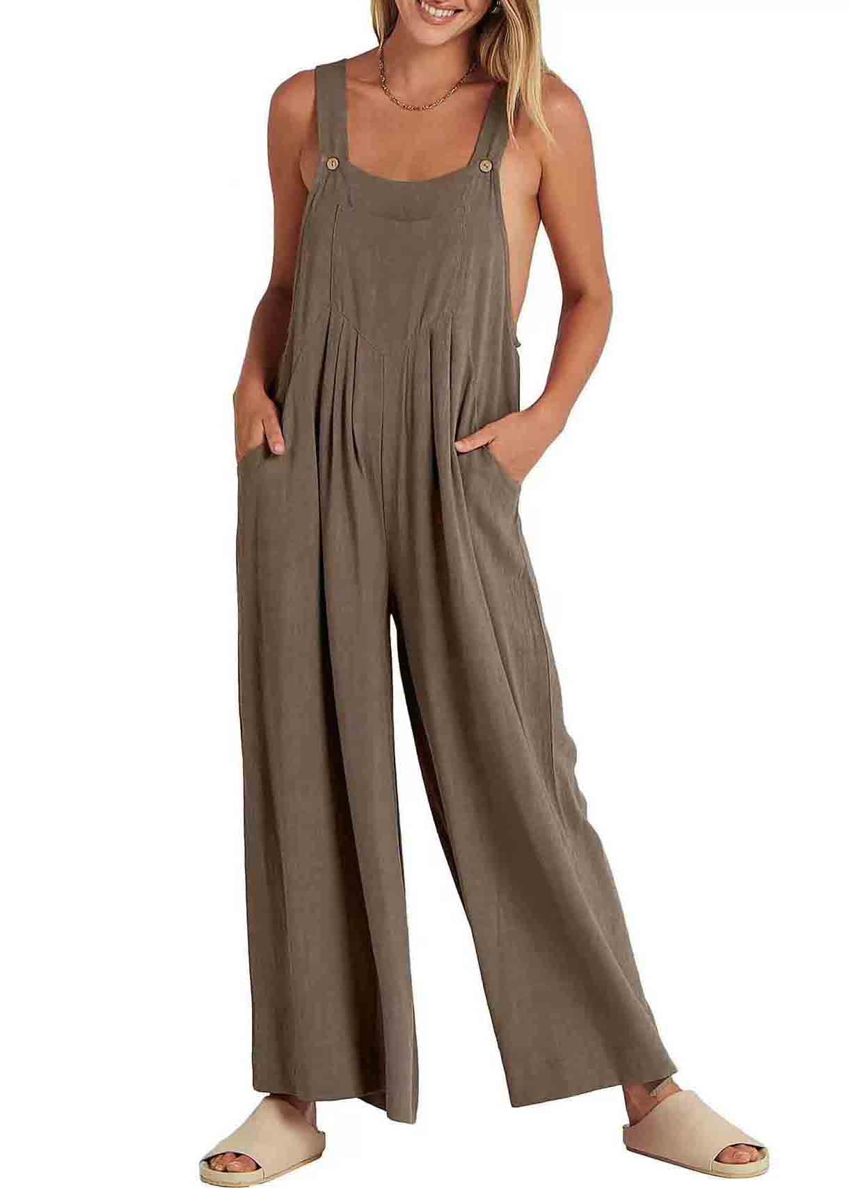 Overalls Summer Oversized Plus Size Linen Jumpsuits Wrinkled