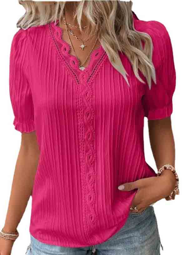 Hollow Size Shirts Color Summer Plus Spandex Solid Out
