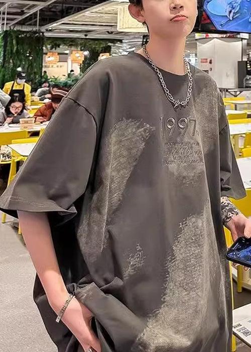 Dye Plus Embroideried Tie Cotton Half T White Size Men Shirts