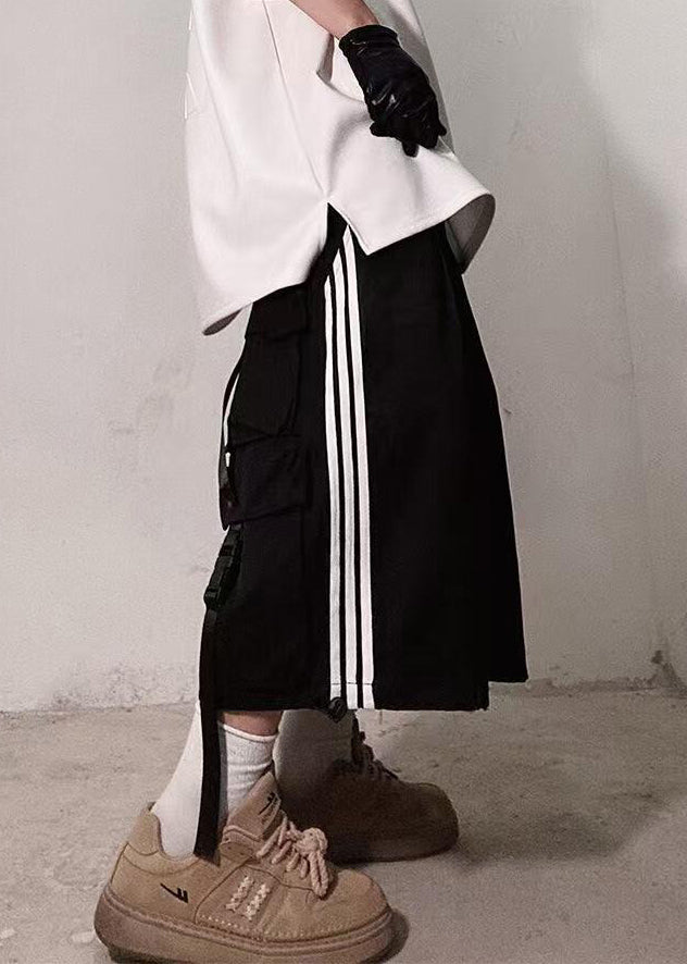 Cotton Men Pockets White Striped Size Shorts Plus Summer