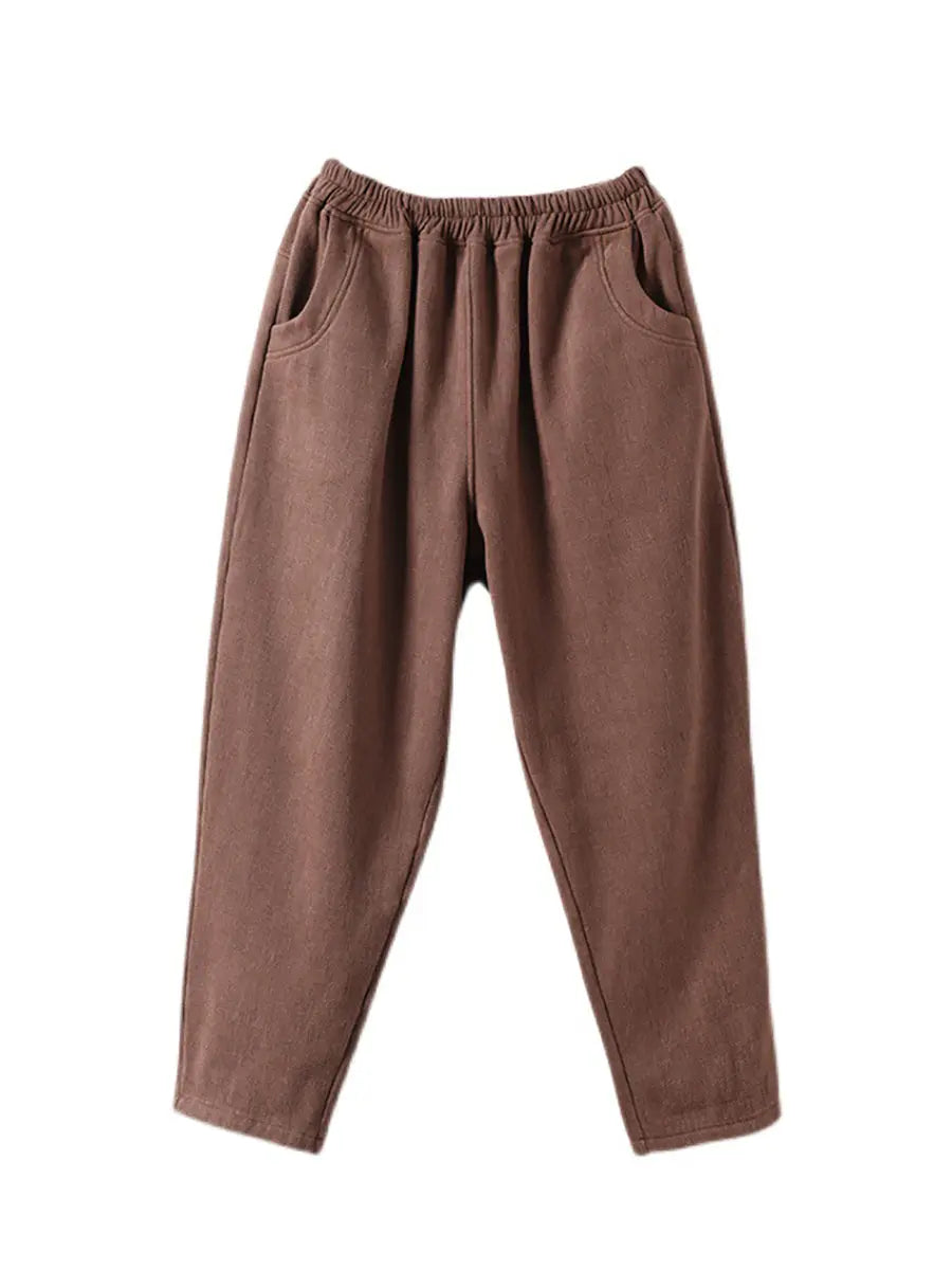 Plus Size Women Autumn Thicken Pure Color Harem Pants Ada Fashion