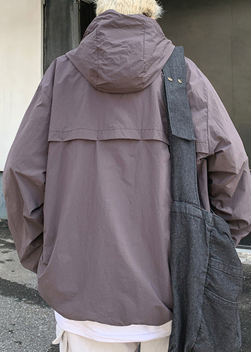 Hooded Purple Zippered Men UPF 50+ Coat Oversized