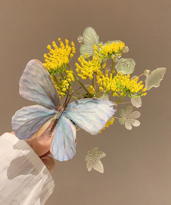 Floral Retro Butterfly Hairpin Blue Alloy