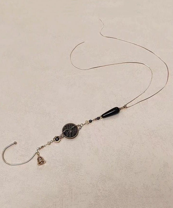 Earrings Glass Retro Coin Tassel Beads Copper Gold Drop