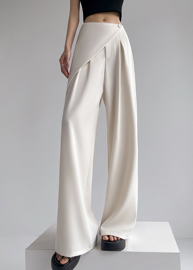 High Leg Waist Wide Patchwork Beige Pants Summer Simple