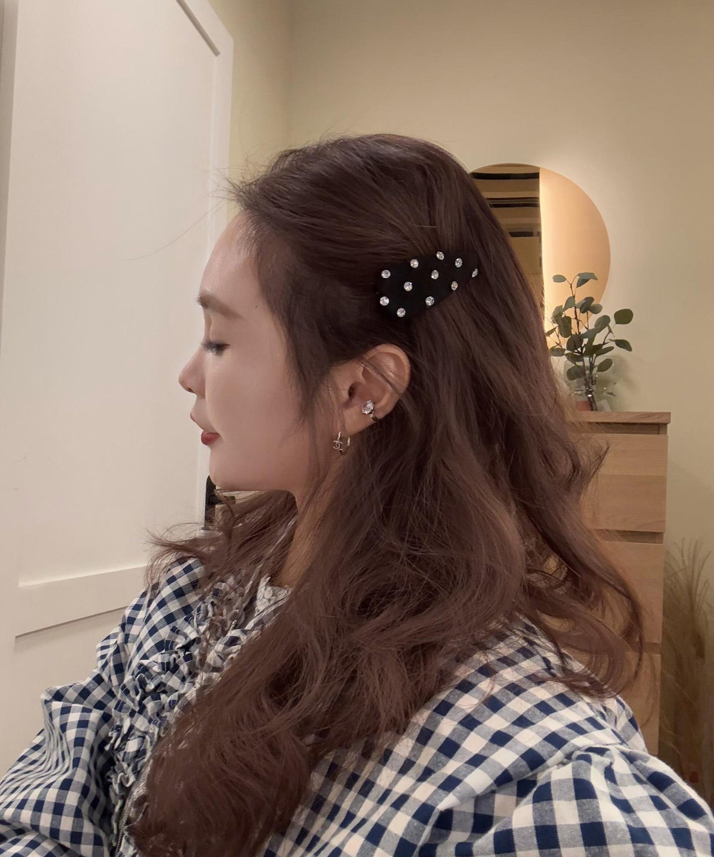 Black Hairpin Simple Zircon Pair Cloth A