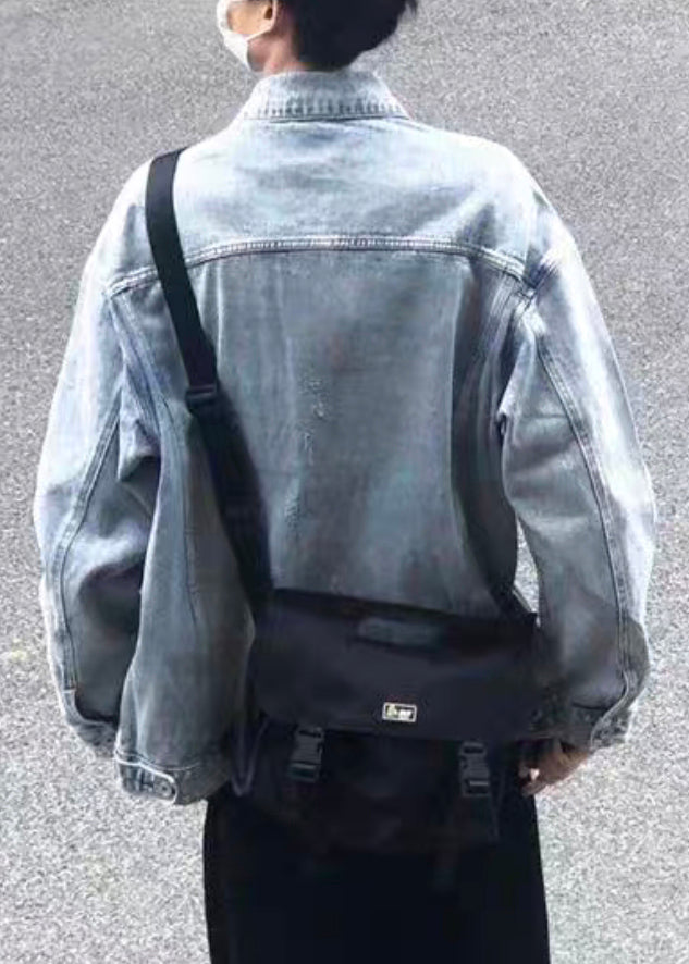 Simple Blue Peter Pan Collar Button Denim Mens Coats Spring TC043