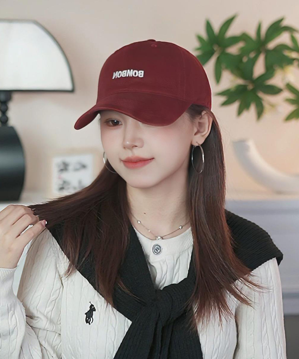 Hat Letter Embroidered Baseball Simple Pink Cap