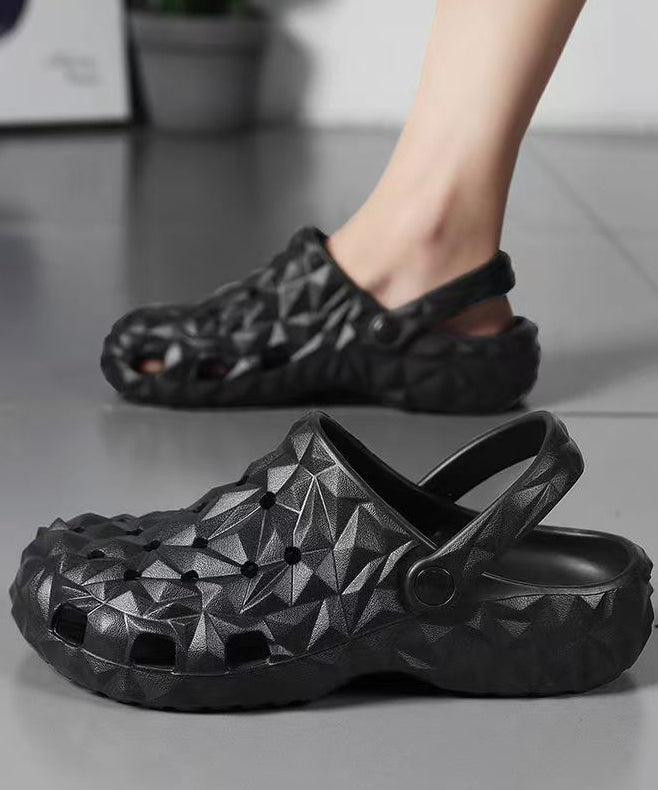 Sandales à glissière noires à lanières à boucle simple AG1016