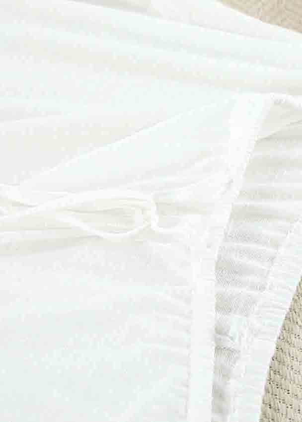 Two Pajamas Pieces Oversized Cotton Set Summer Simple White