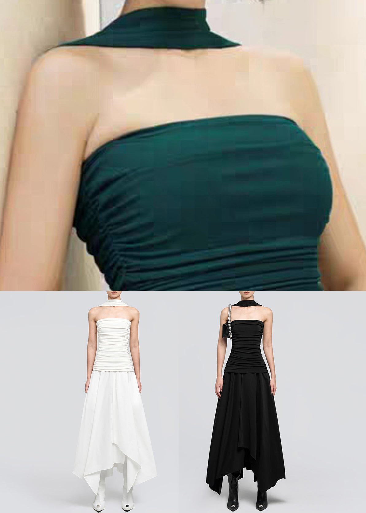 Maxi Dark Slim Shoulder Cold Wrinkled Fit Dresses Green Cotton