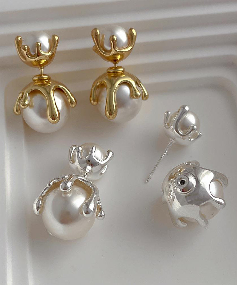 Earrings Pearl Metal Style Gold Alloy Stud