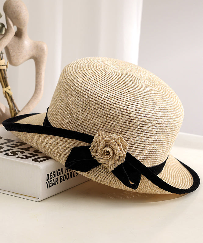 Sun Black Stylish Elegant Hat Versatile Floral Floppy