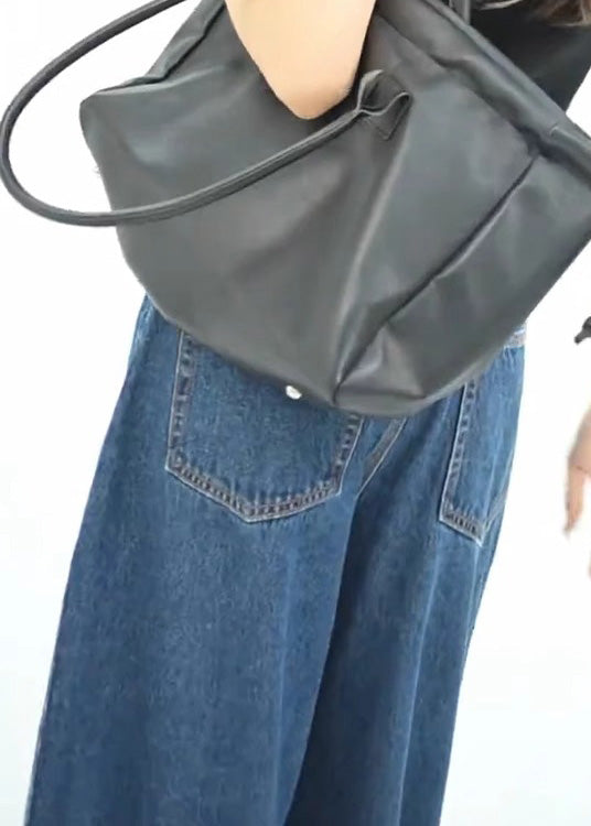 Denim Wide Side Open Stylish Leg Pockets Pants Spring Blue