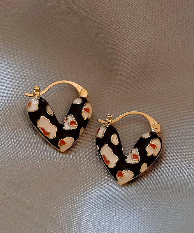 Stilvolle Colorblock Sterling Silber Overgild Love Creolen ZZ088