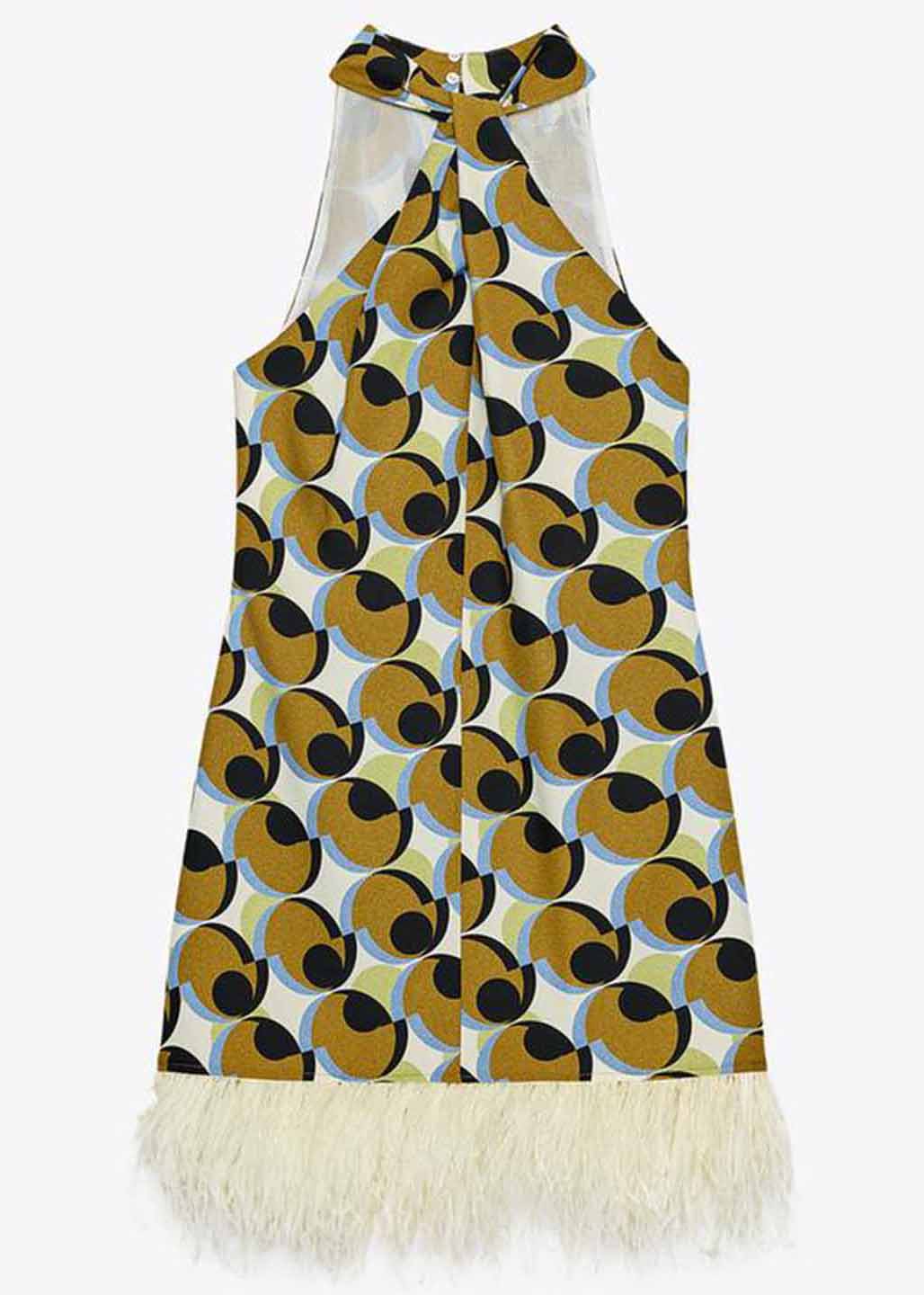 Tassel Mid Patchwork Stylish Dress Print Geometric Cotton