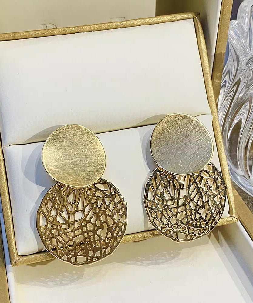 Hollow Overgild Silver Stylish Sequined Drop Gold Sterling Out