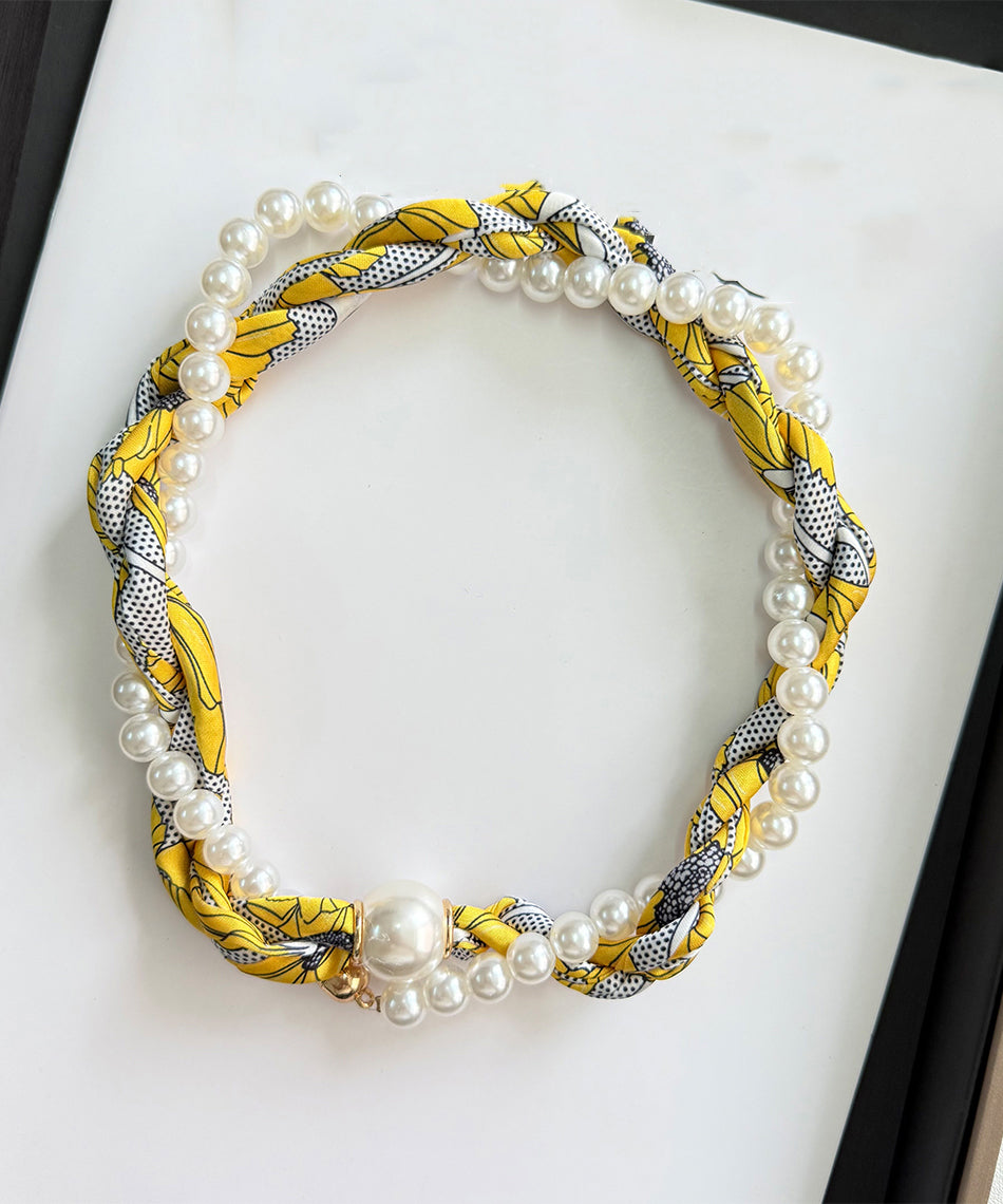 Green Beading Pearl Bracelet Alloy Stylish Silk