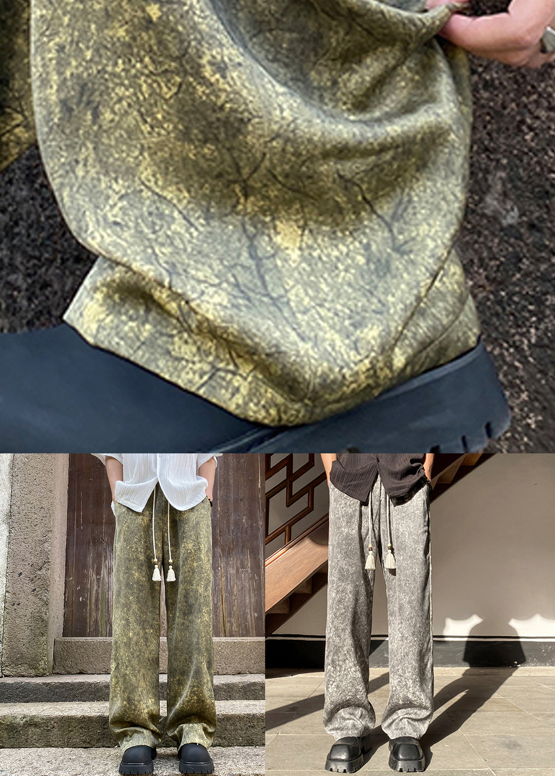 Silk Stylish Summer Print Elastic Green Pants Men Waist