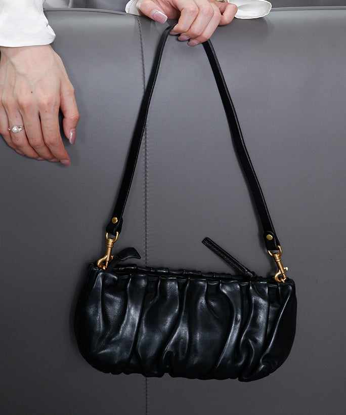 Solid Orange Shoulder Leather Wrinkled Durable Stylish Bags Cloud