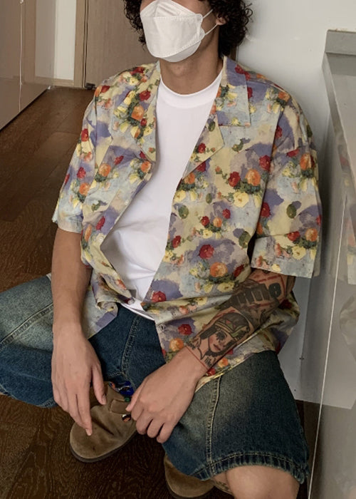 Shirts Print Cotton Summer Button Stylish Mens