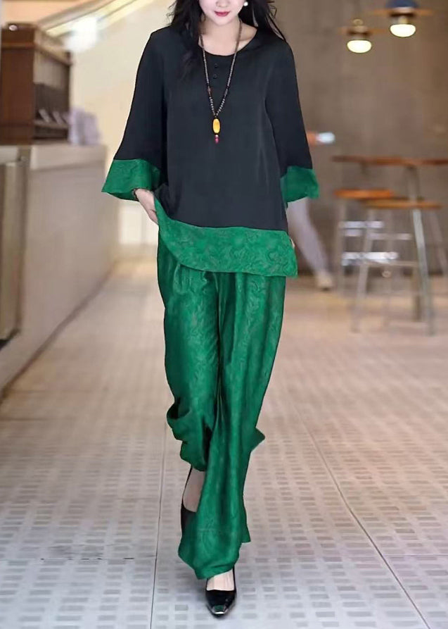 Silk Unique Patchwork Set Oversized Piece Peacock Green Two