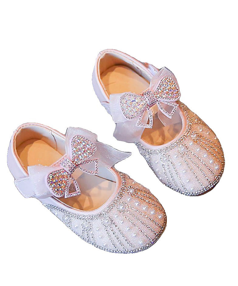 Feet Shoes Unique Zircon Strap Kids Buckle Pearl Flat