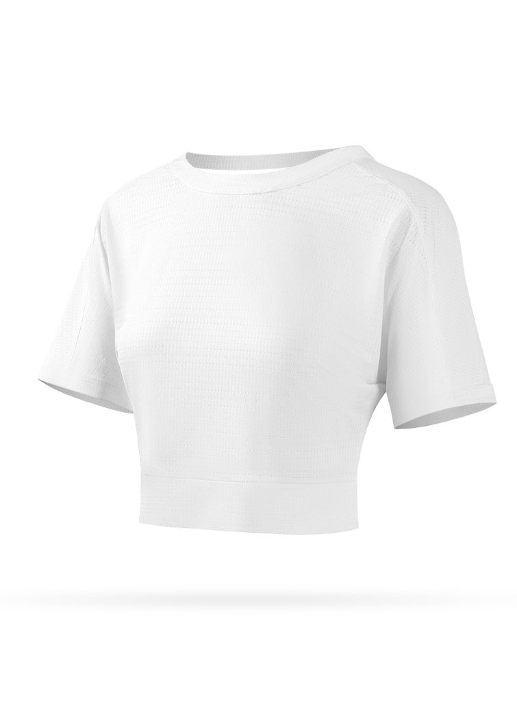 Sleeve O-Neck Yoga Short Unique Purple Top