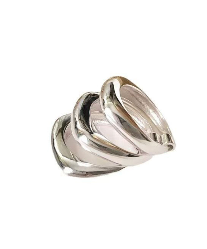 Layered Unique Silver Rings Silk Sterling
